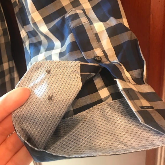 Mens EGARA Shirt from Men’s Wearhouse Blue Silver checkered size XXL - Picture 7 of 13